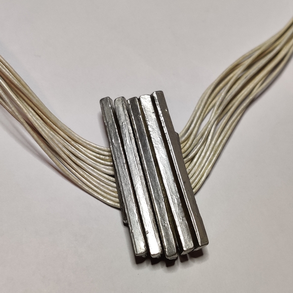 Modernist Multi-Strand Bar Pendant Necklace by Anne-Marie Chagnon - Picture 3 of 7